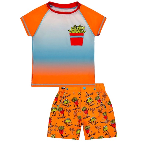 🍟Andy & Evan French Fry rash guard 2-Piece swim suit UPF 50 2T NWT🍟